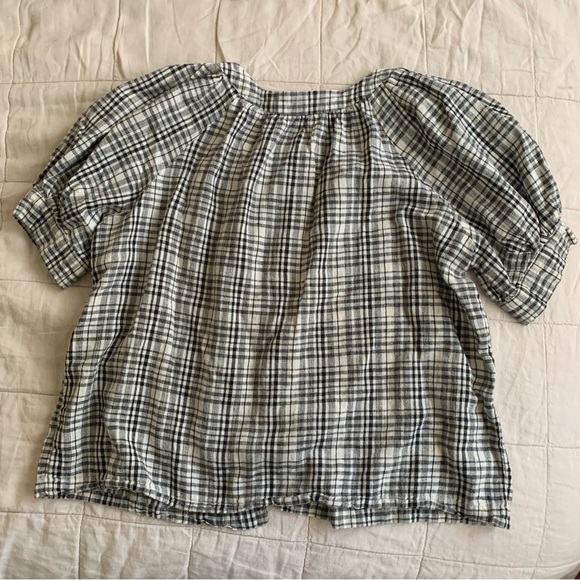 THE GREAT. Plaid Blouse Size 0 / small Puff sleeves - Picture 5 of 6